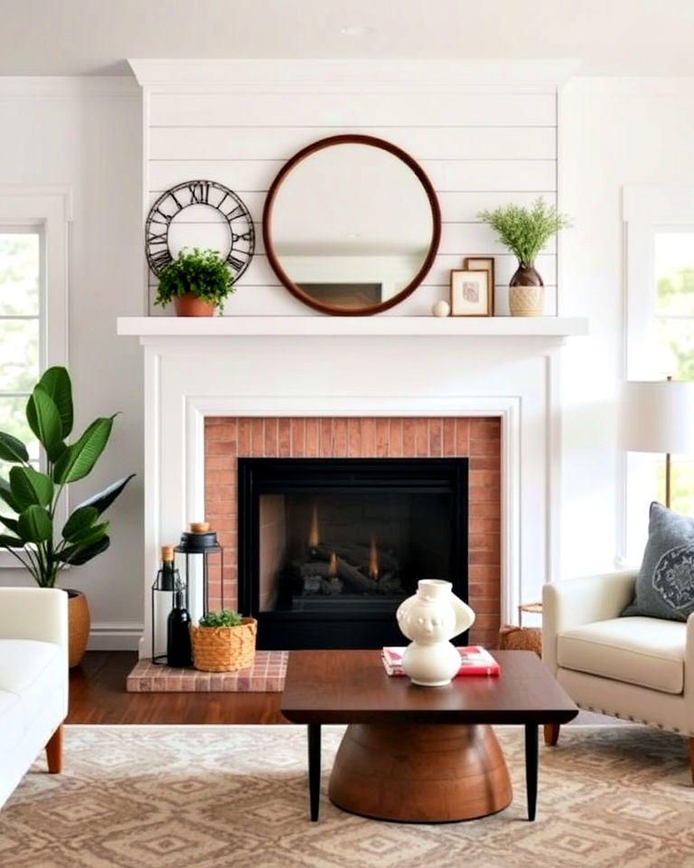 stylish shiplap fireplace backsplash