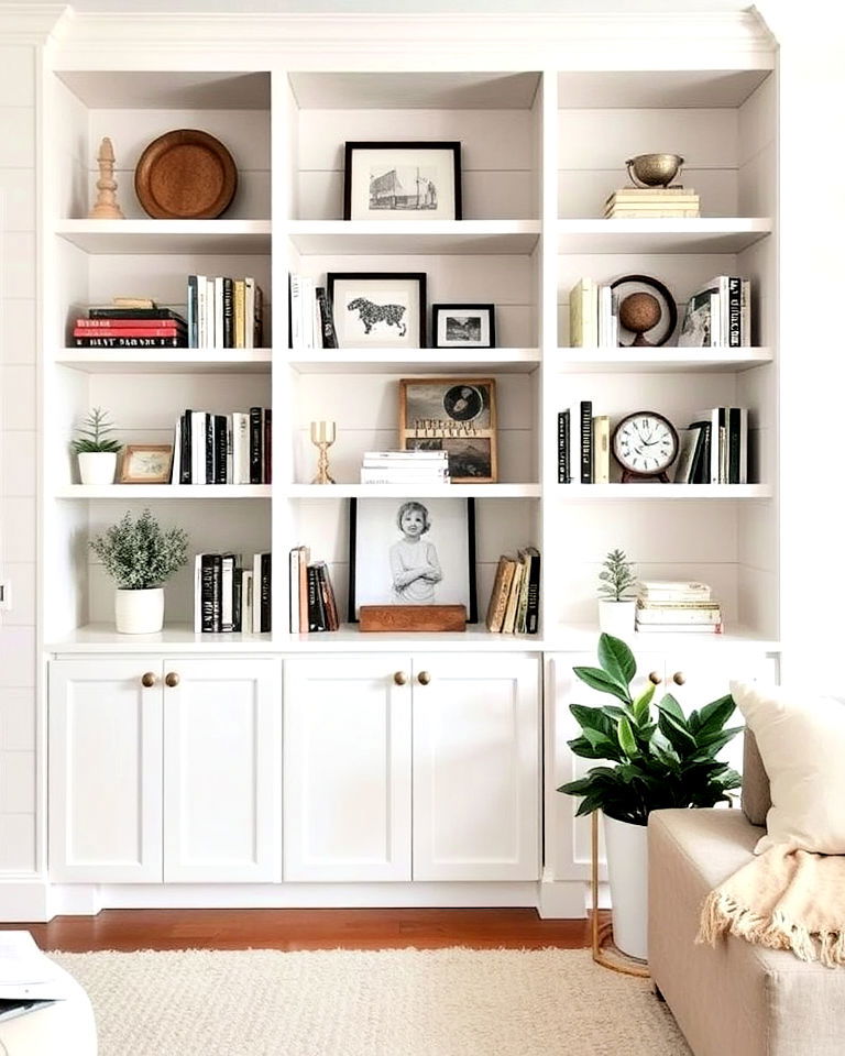 stylish shiplap with built in shelving