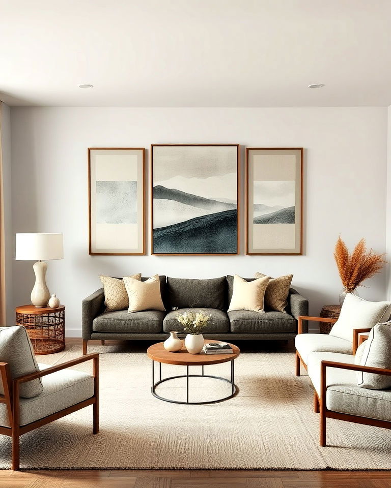 subdued artwork for organic living room