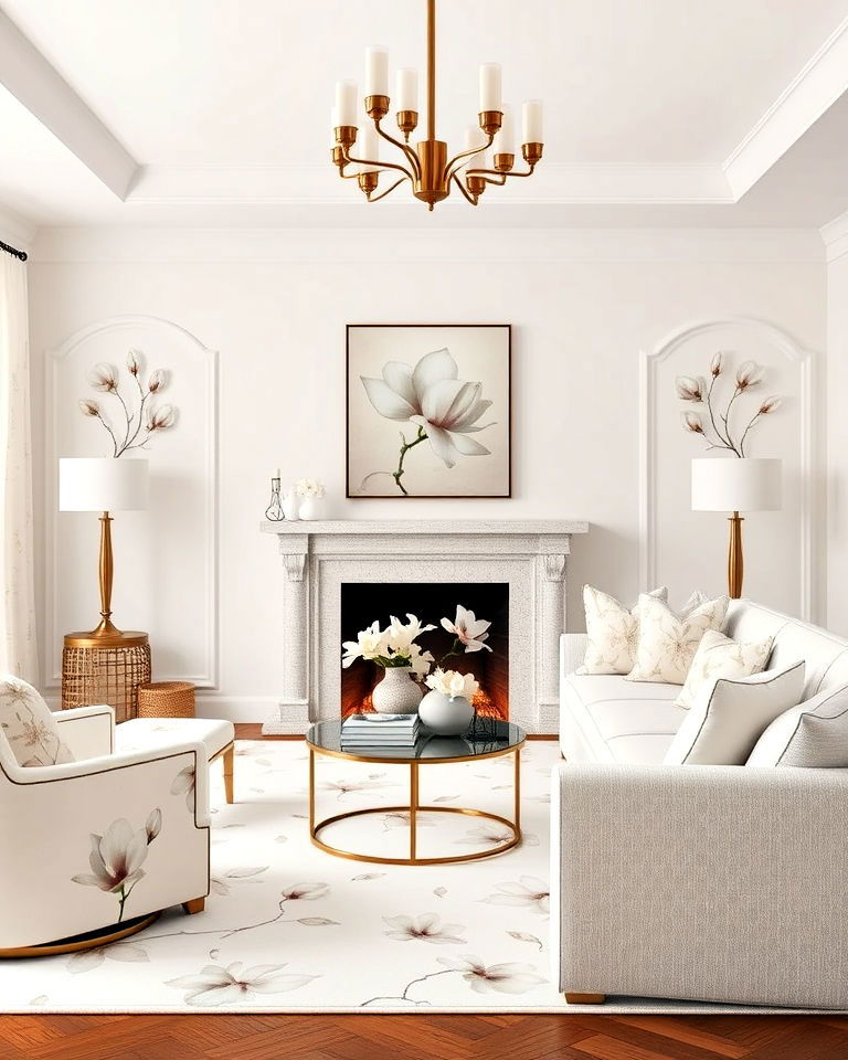 subtle magnolia living room floral patterns