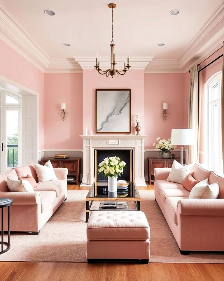 subtle pink sophistication living room