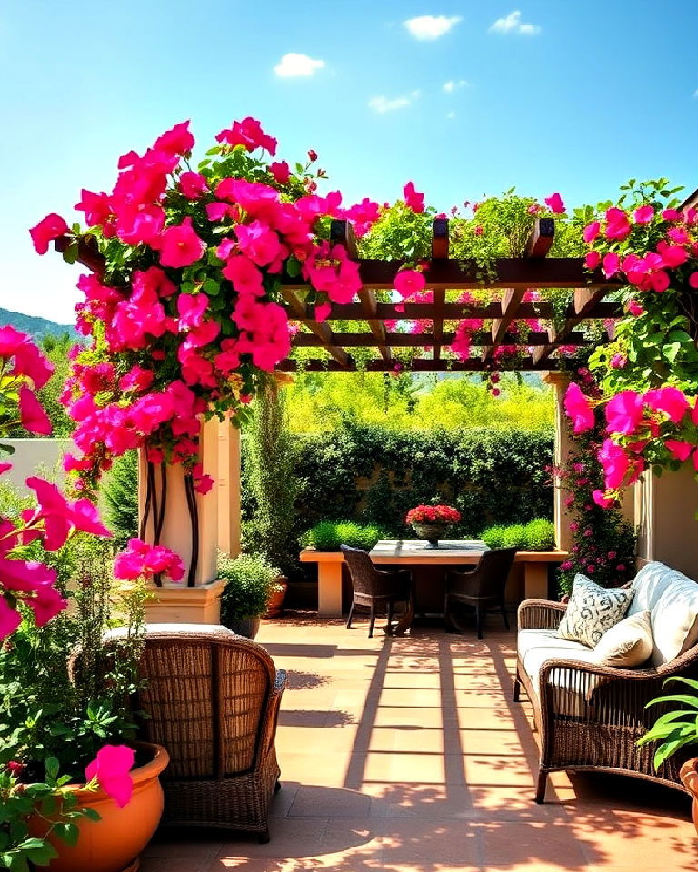 sun dappled bougainvillaea canopy