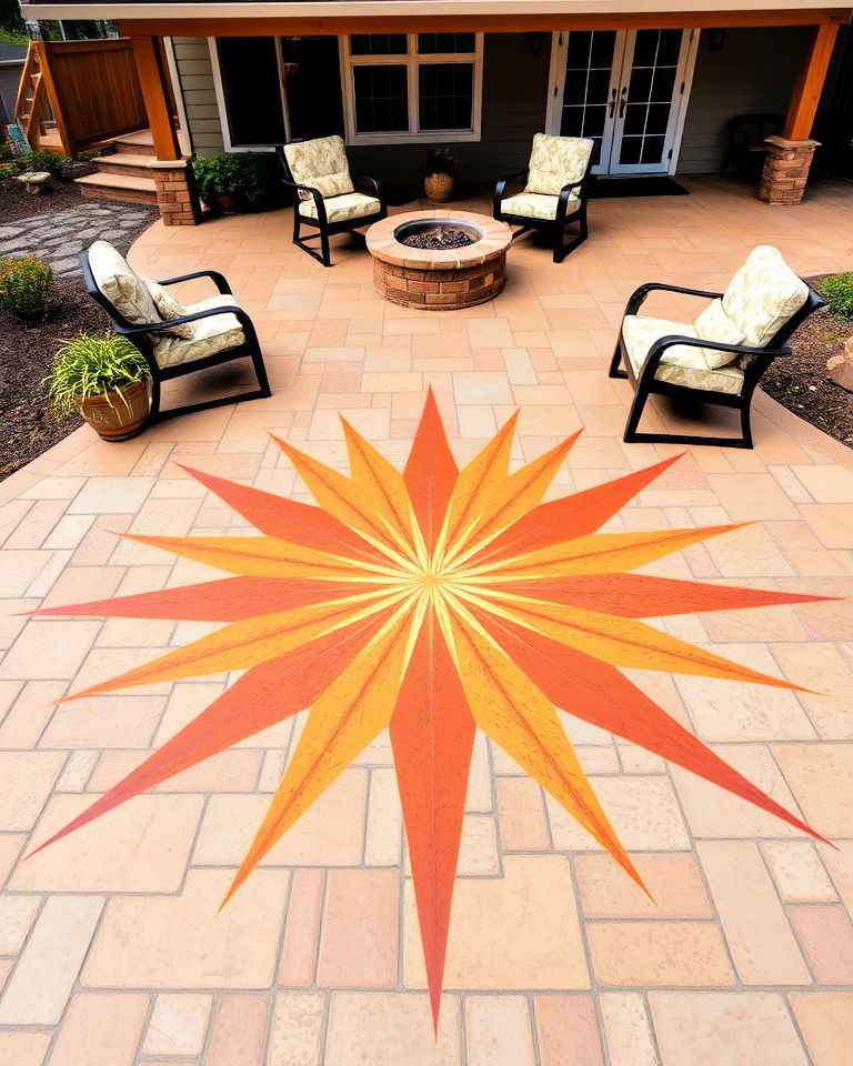 sunburst pattern concrete patio