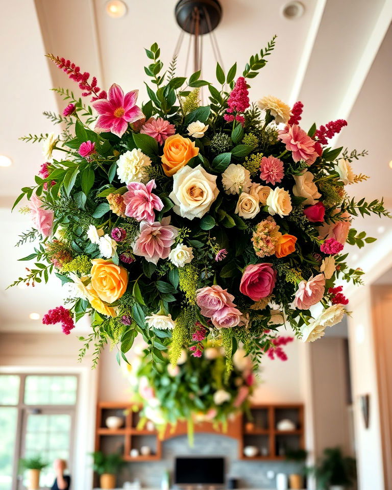 suspended floral green ceiling