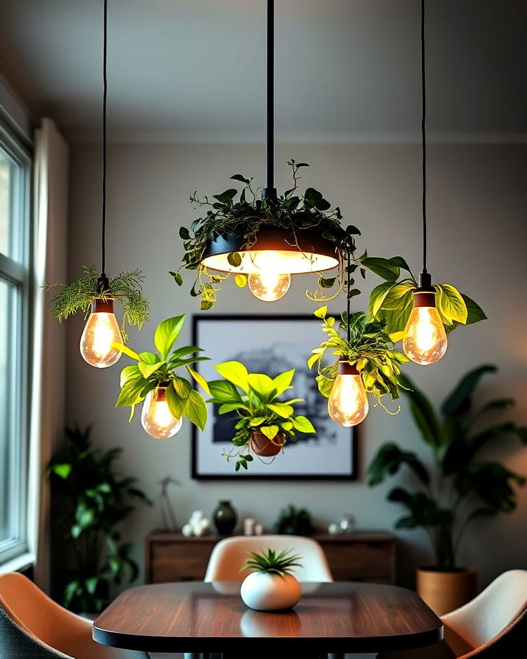 suspended green light fixtures