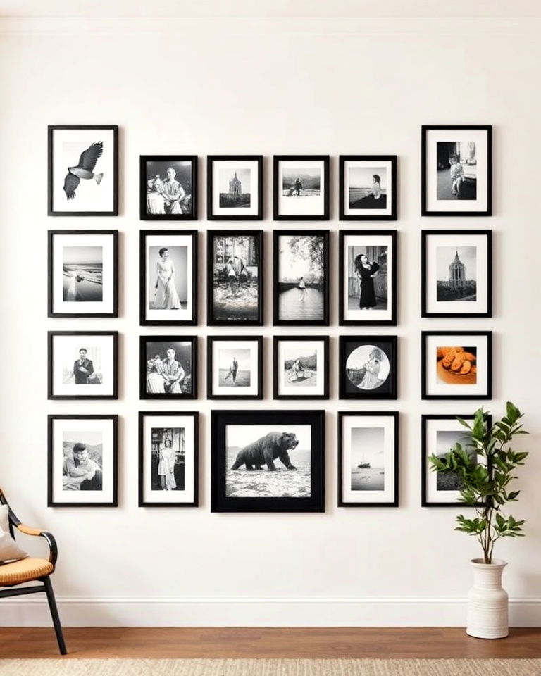 symmetrical grid layout gallery wall