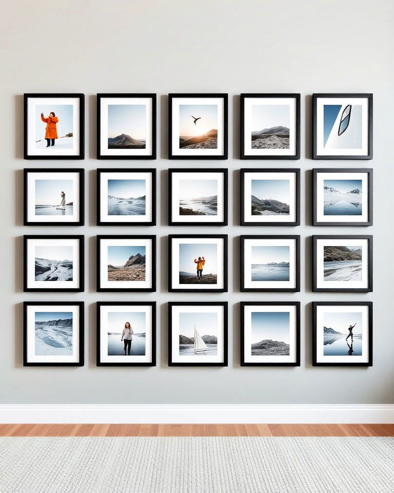 symmetrical square frames gallery wall