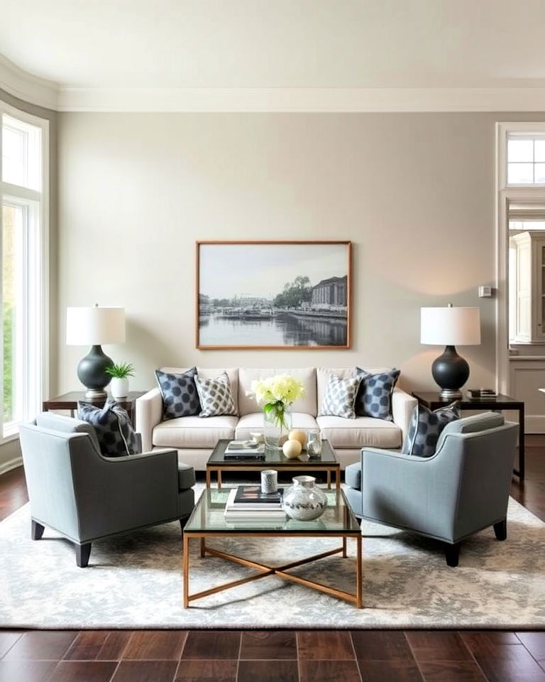 symmetry transitional living room