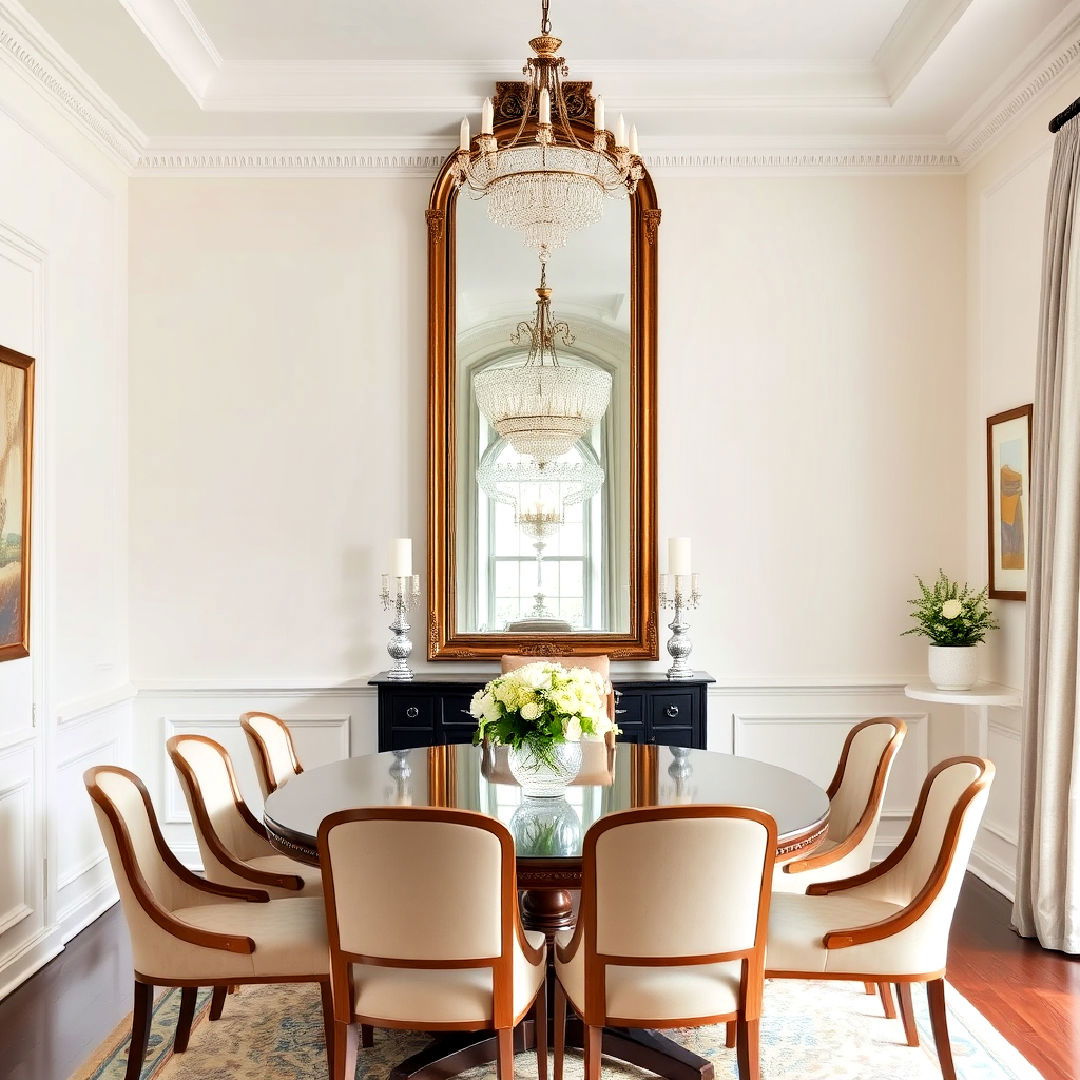 tall mirror for illusion of dining room