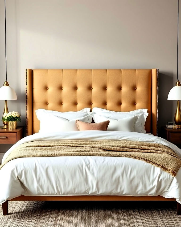 tan upholstered headboard design