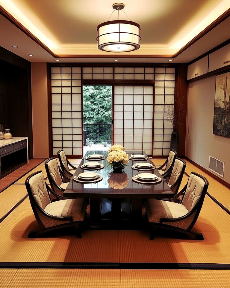 tatami mat flooring for a japanese dining room