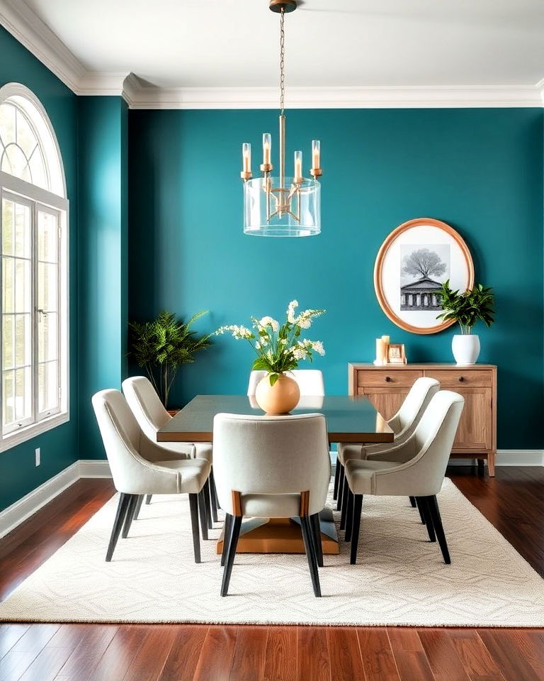 teal accent wall