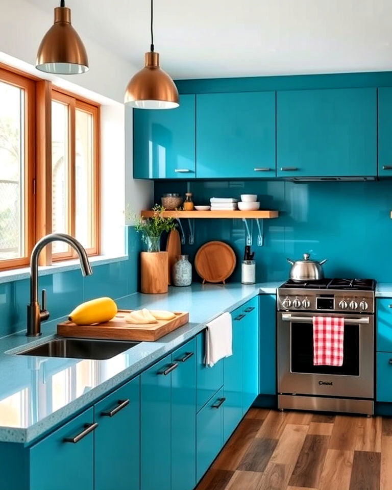 teal blue laminate countertops
