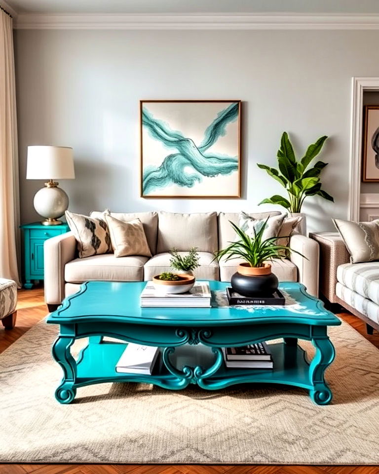 teal coffee table