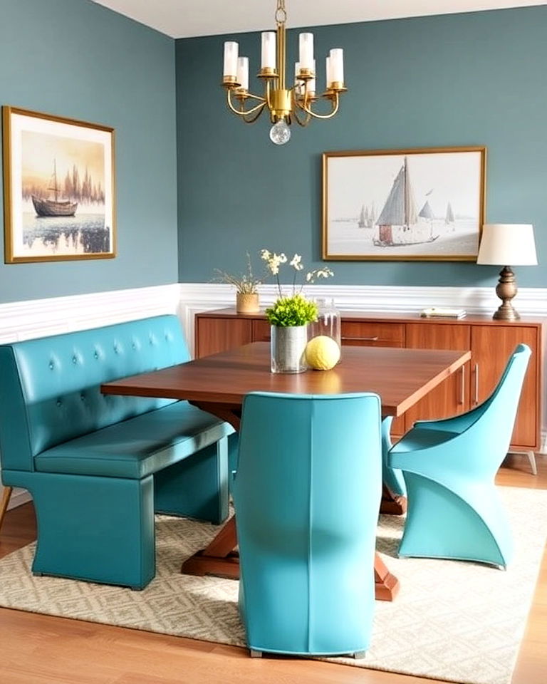 teal dining bench