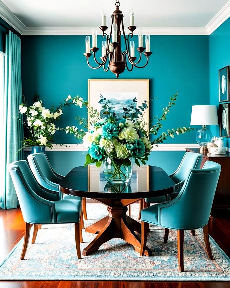 teal floral arrangements