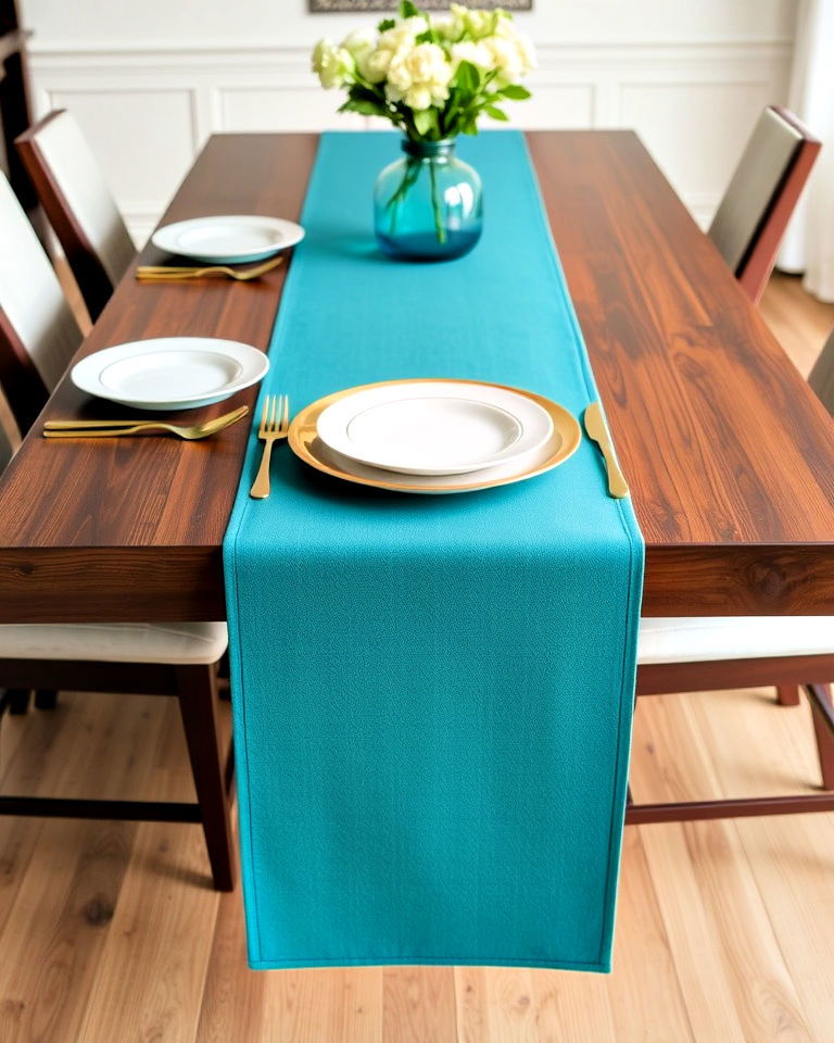 teal table runner