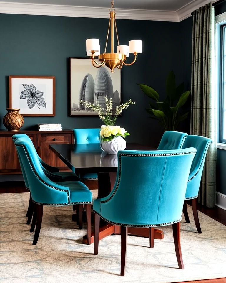 teal upholstered chairs