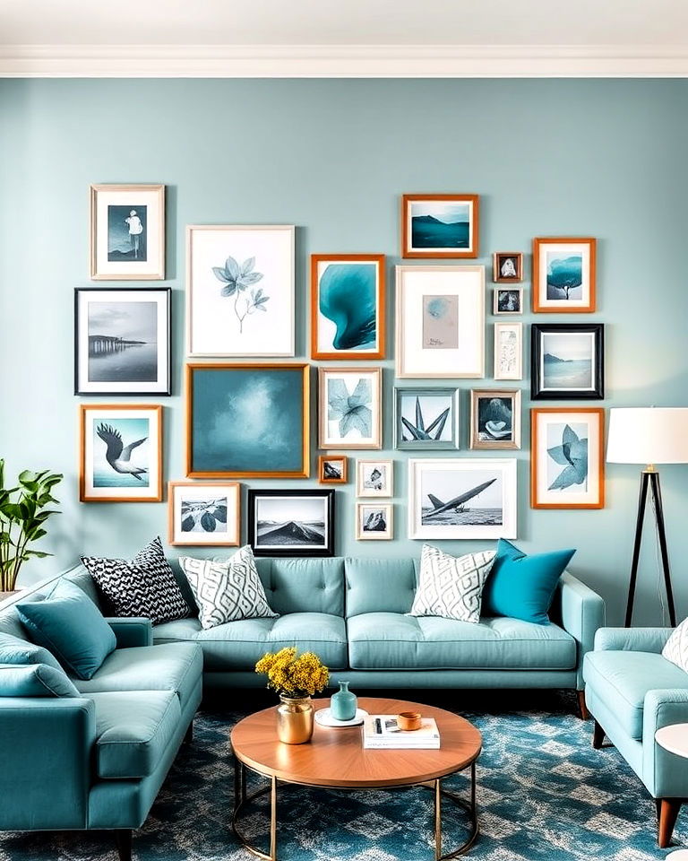 teal wall art gallery