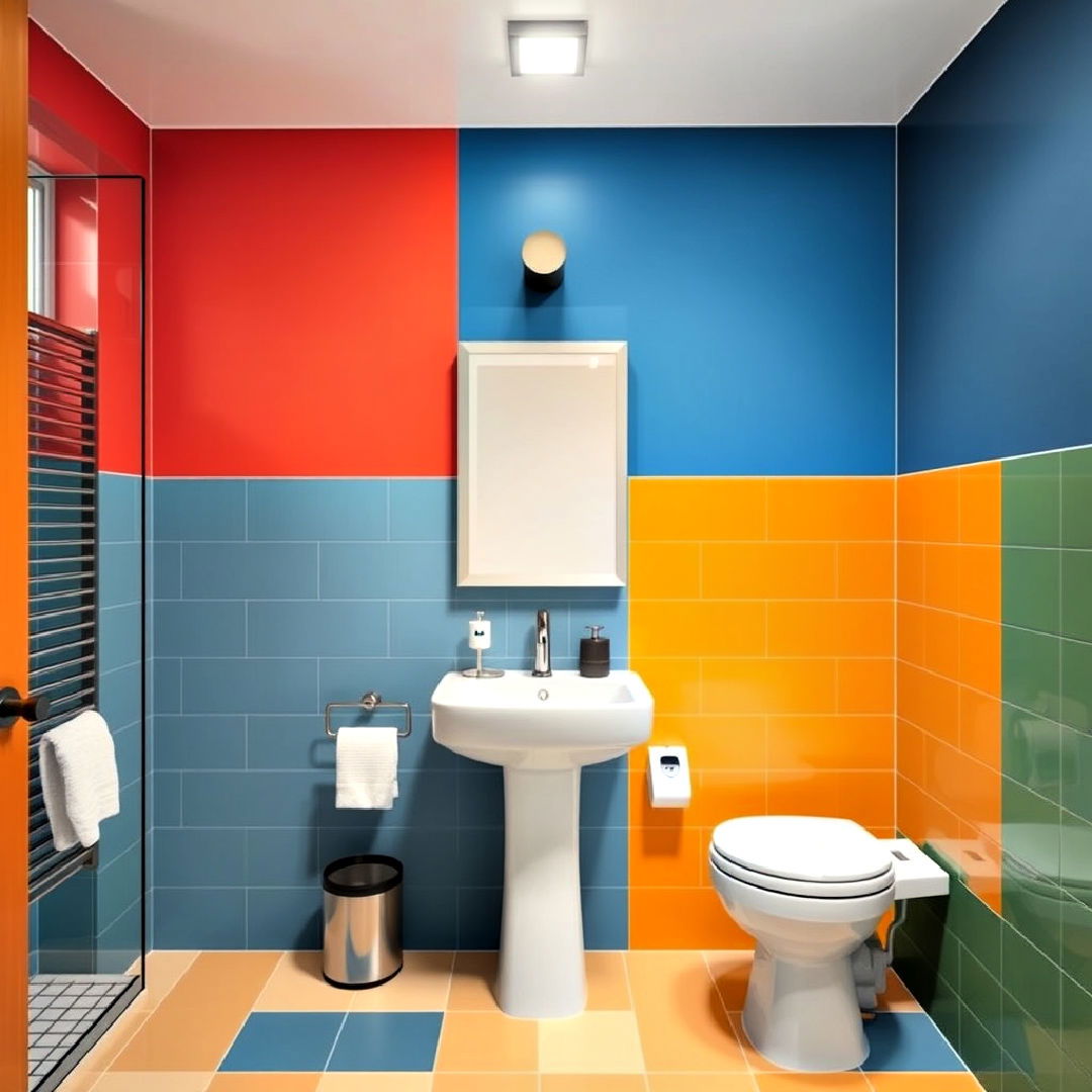 teen bathroom color blocking idea