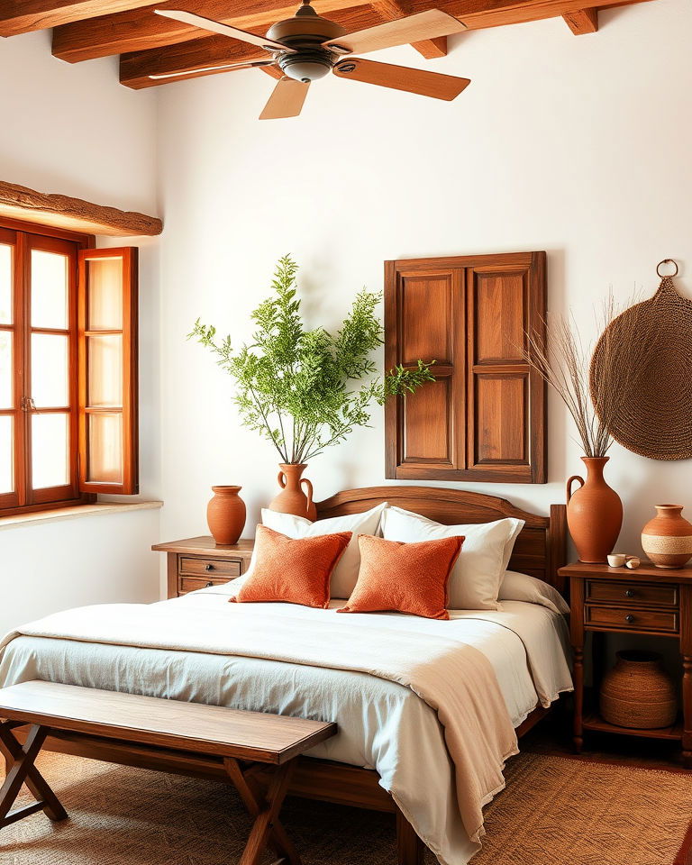 terracotta accents mediterranean bedroom