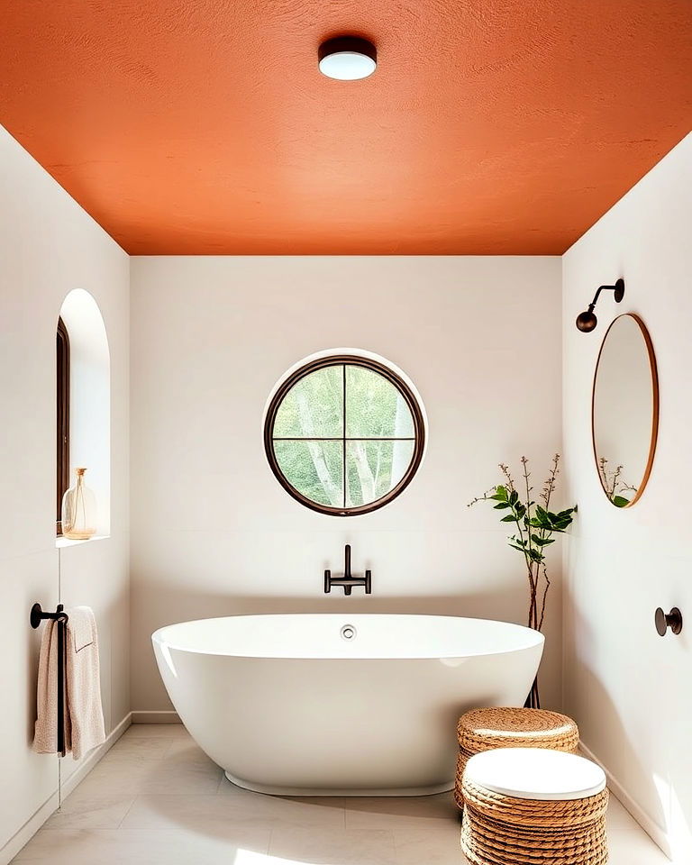 terracotta bathroom ceiling for a unique statement