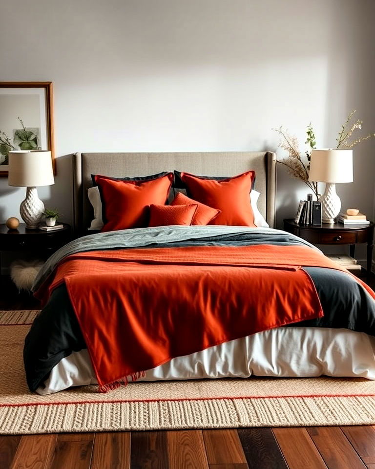 terracotta bedding accents