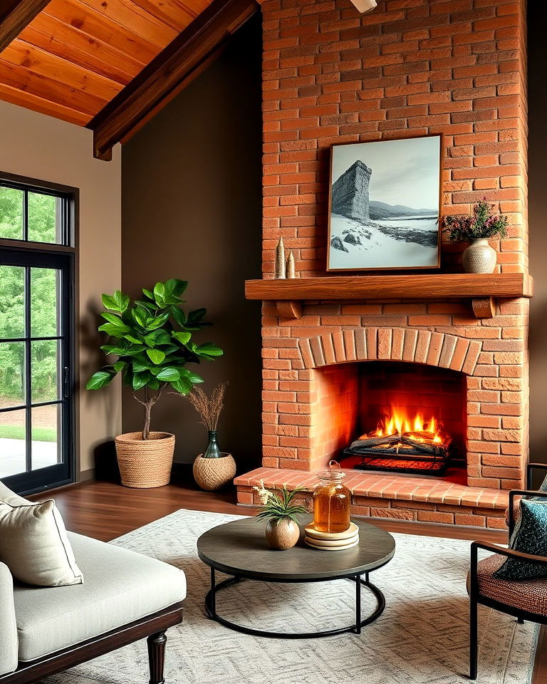 terracotta fireplace surround for a bold focal point