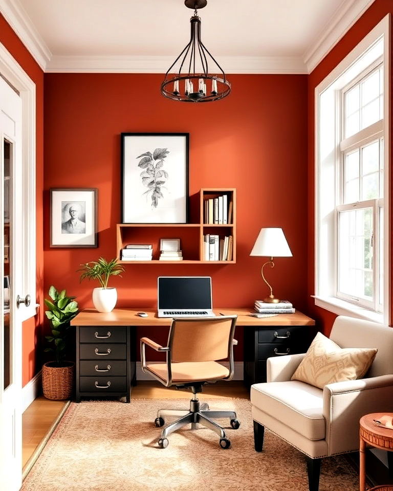 terracotta home office paint color
