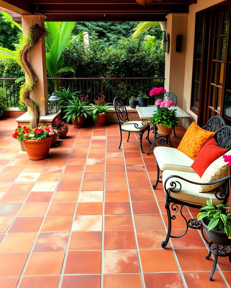 terracotta tiles patio floor