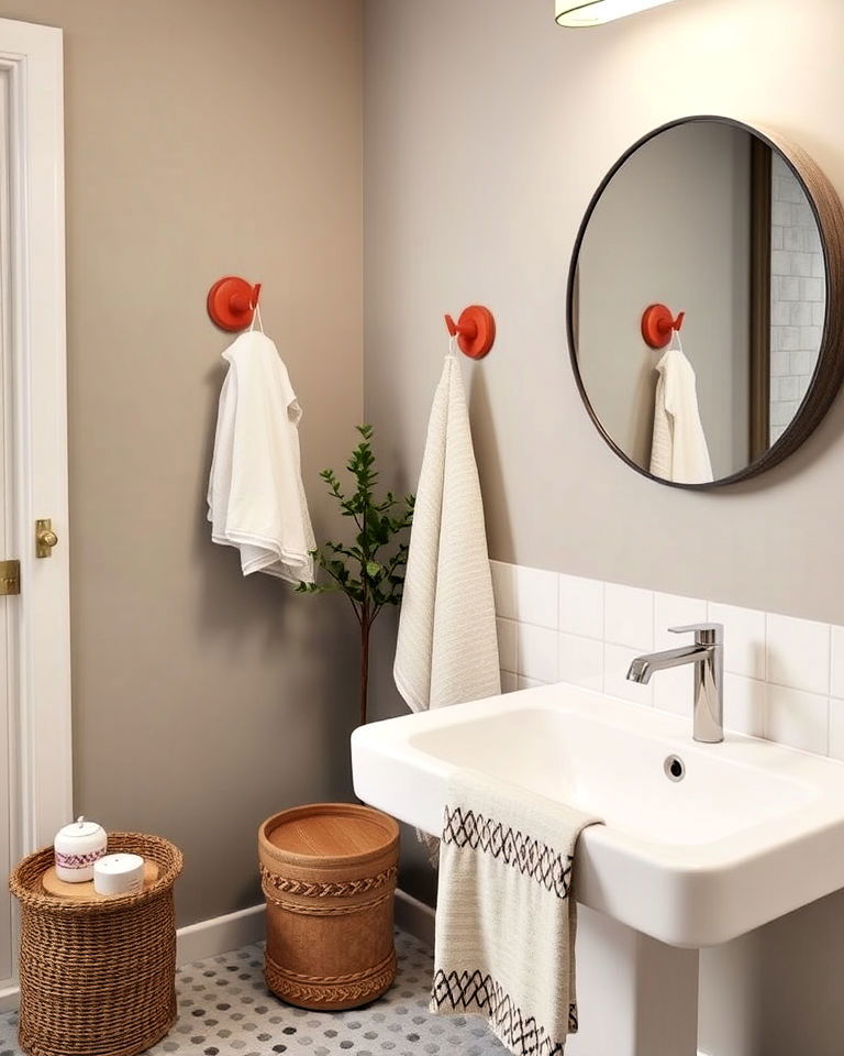 terracotta towel hooks and holders for a bathroom