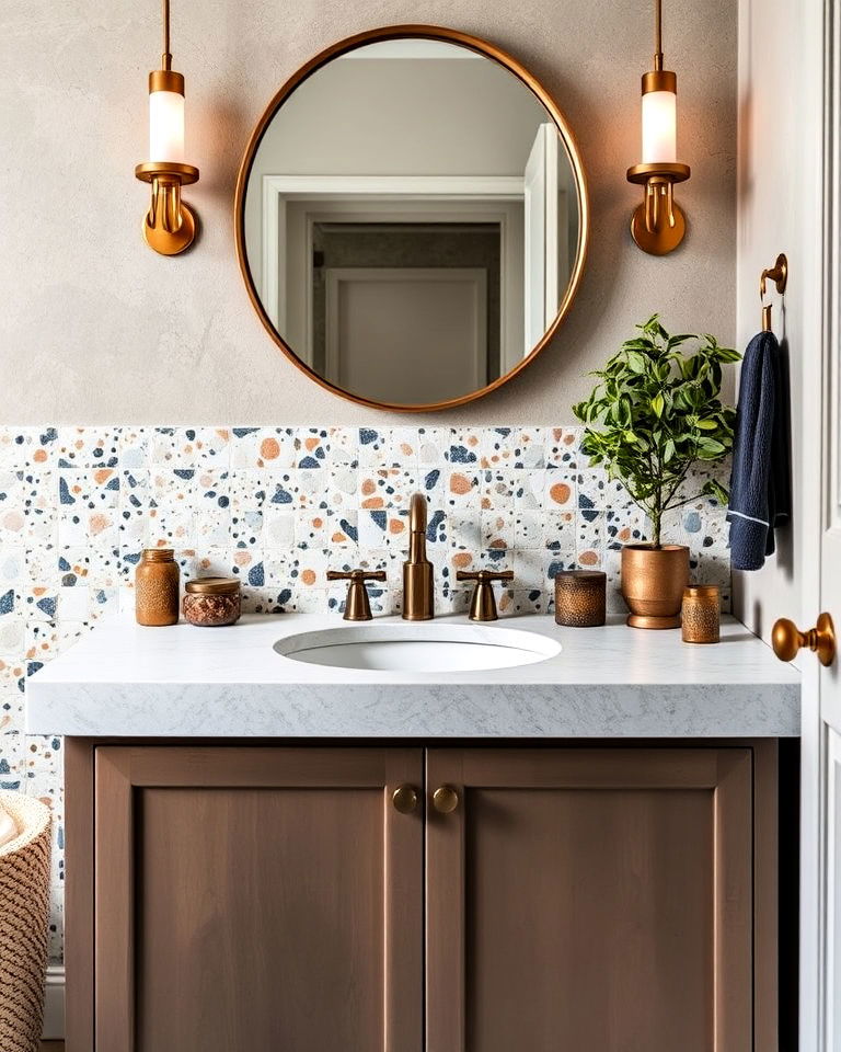 terrazzo backsplash bathroom