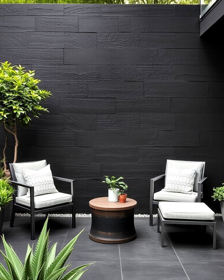 textured black concrete wall
