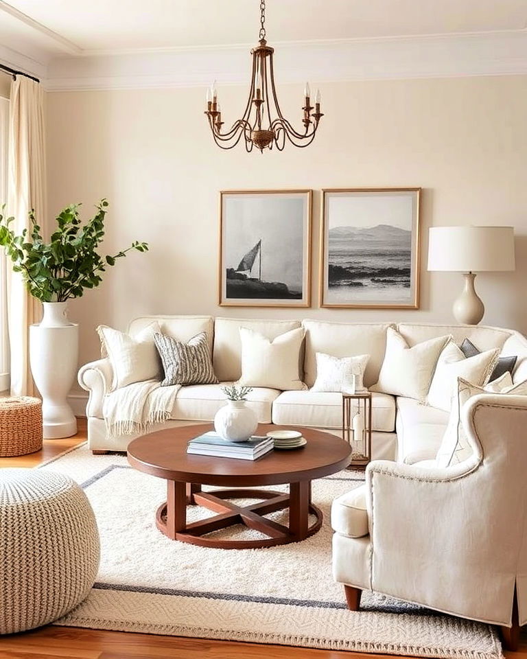 textured cream layers living room