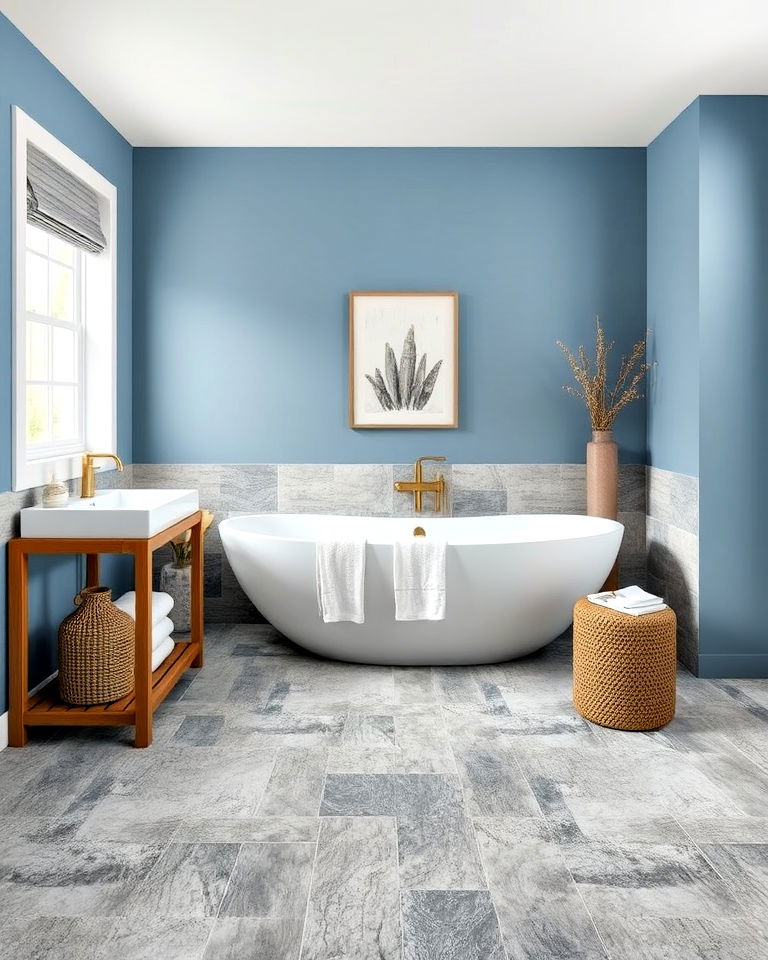 textured gray stone tiles bathroom