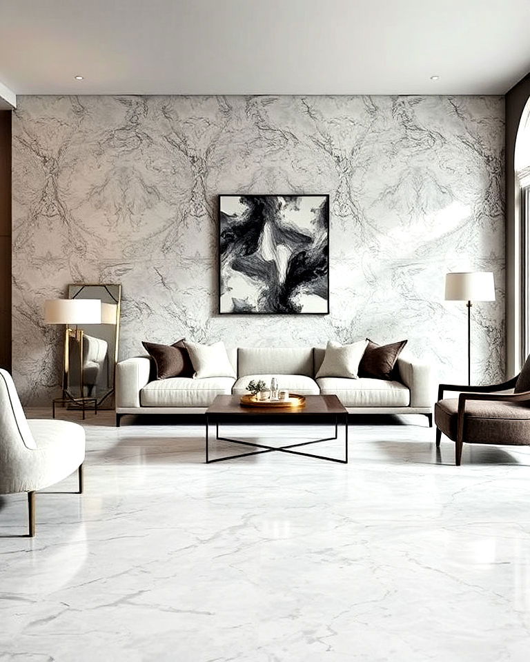 textured marble floors for a unique finish living room