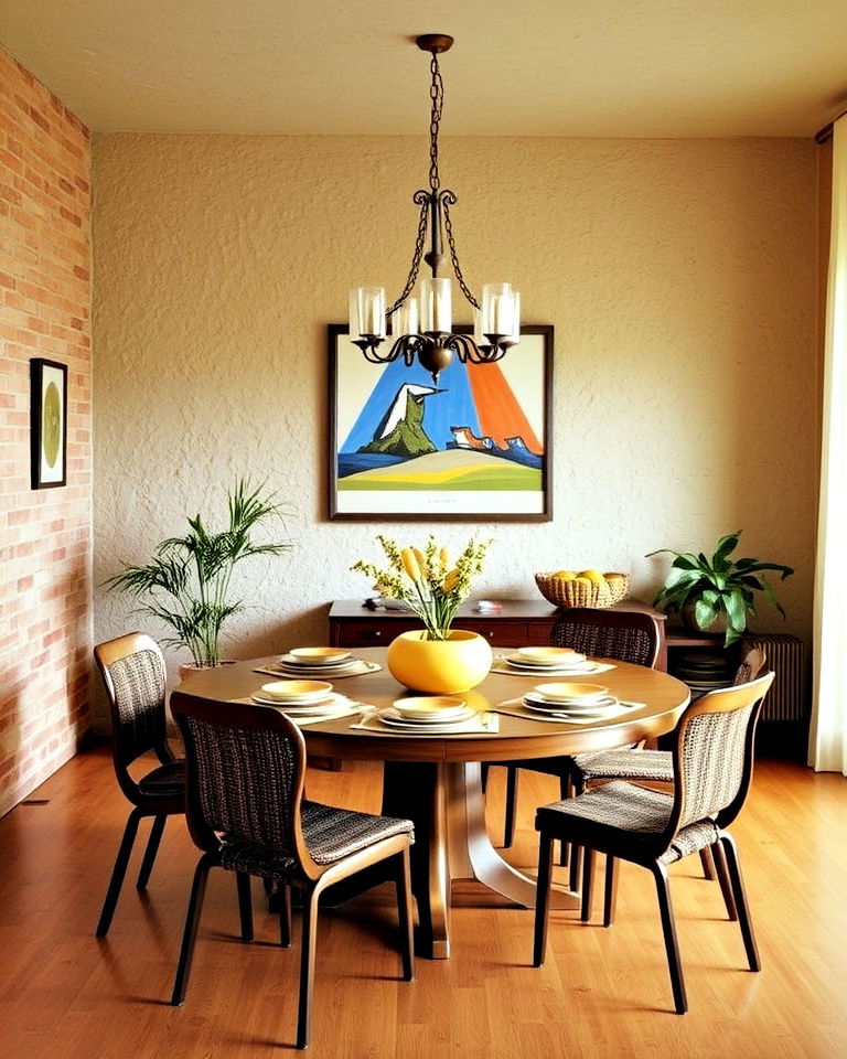 textured walls for 70s style dining room