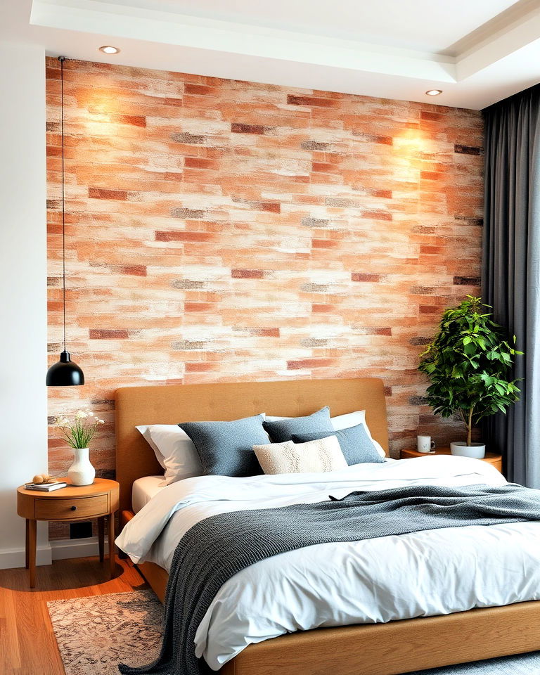 thin brick veneer accent wall for bathrooom