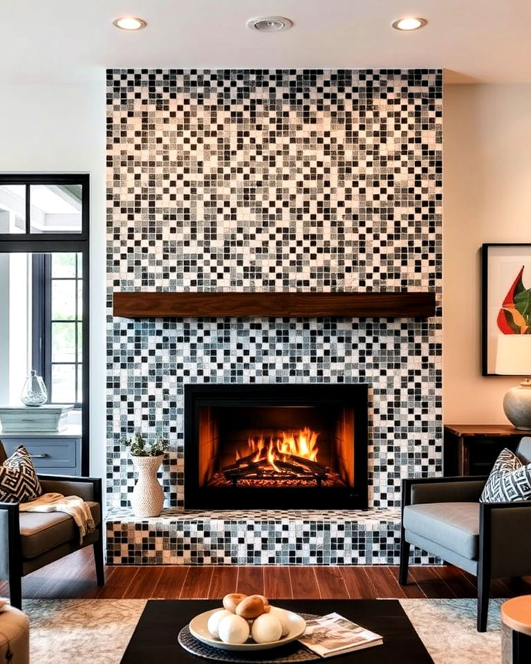 tiled fireplace surround