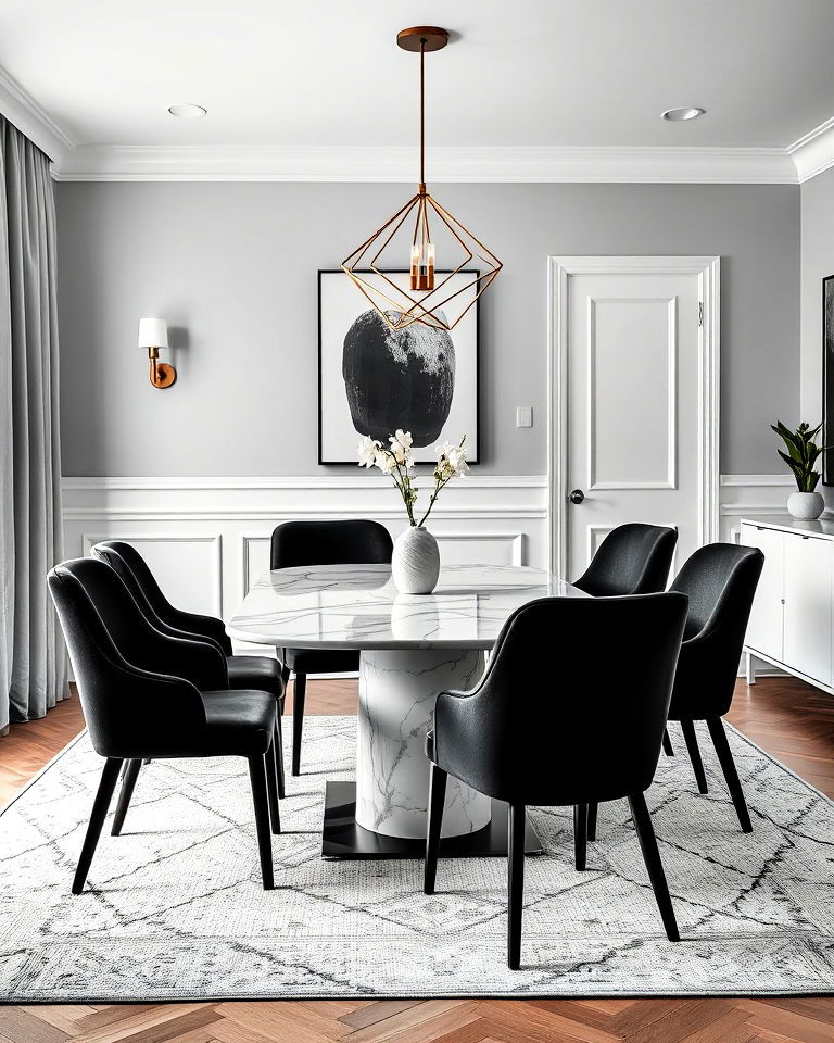 timeless black and white dining room