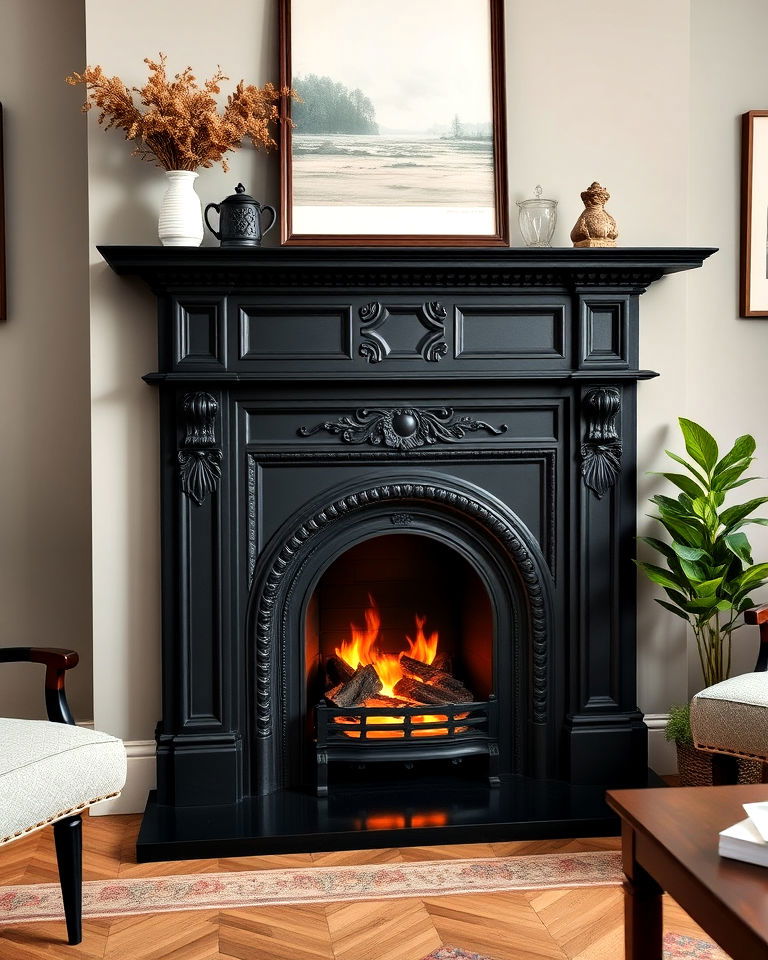 timeless elegance black cast iron fireplace