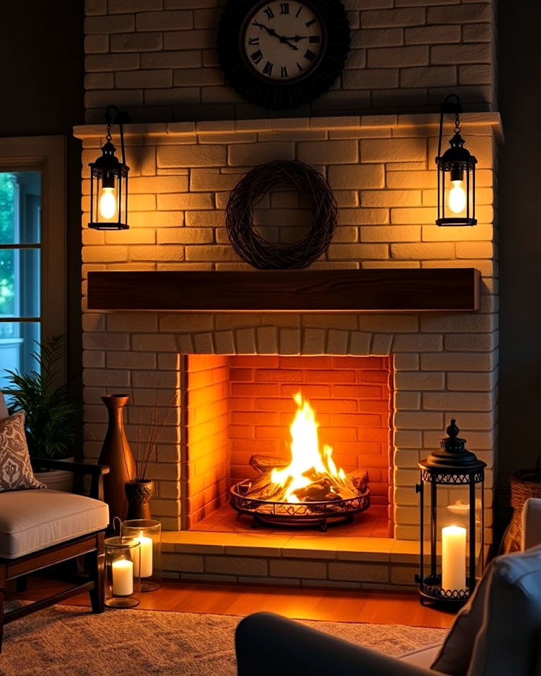 timeless led lanterns around your fireplace