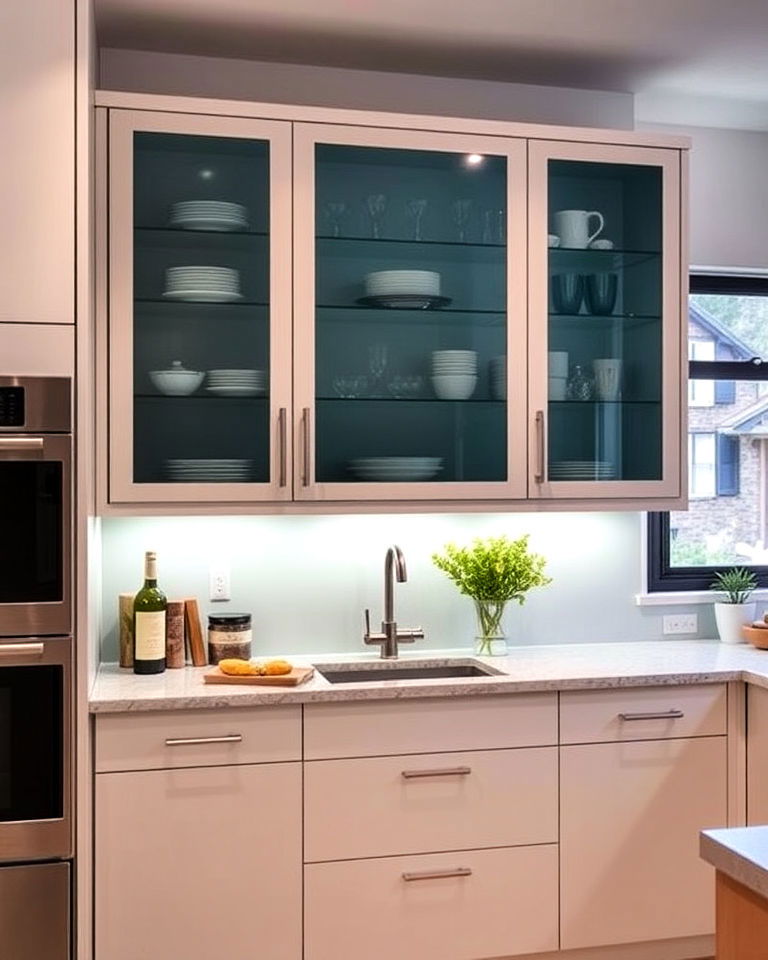 tinted glass kitchen cabinets
