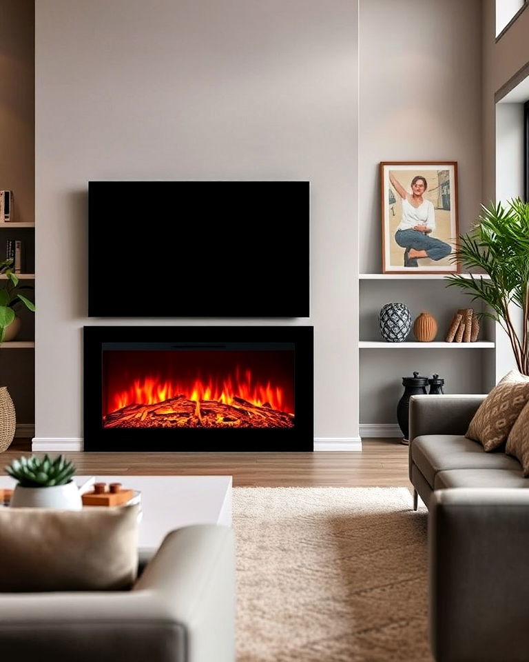 touchscreen controlled electric fireplace