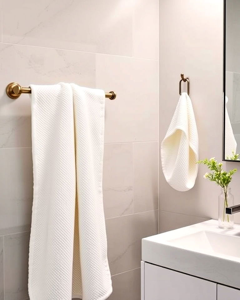 towel bars and hooks for easy access