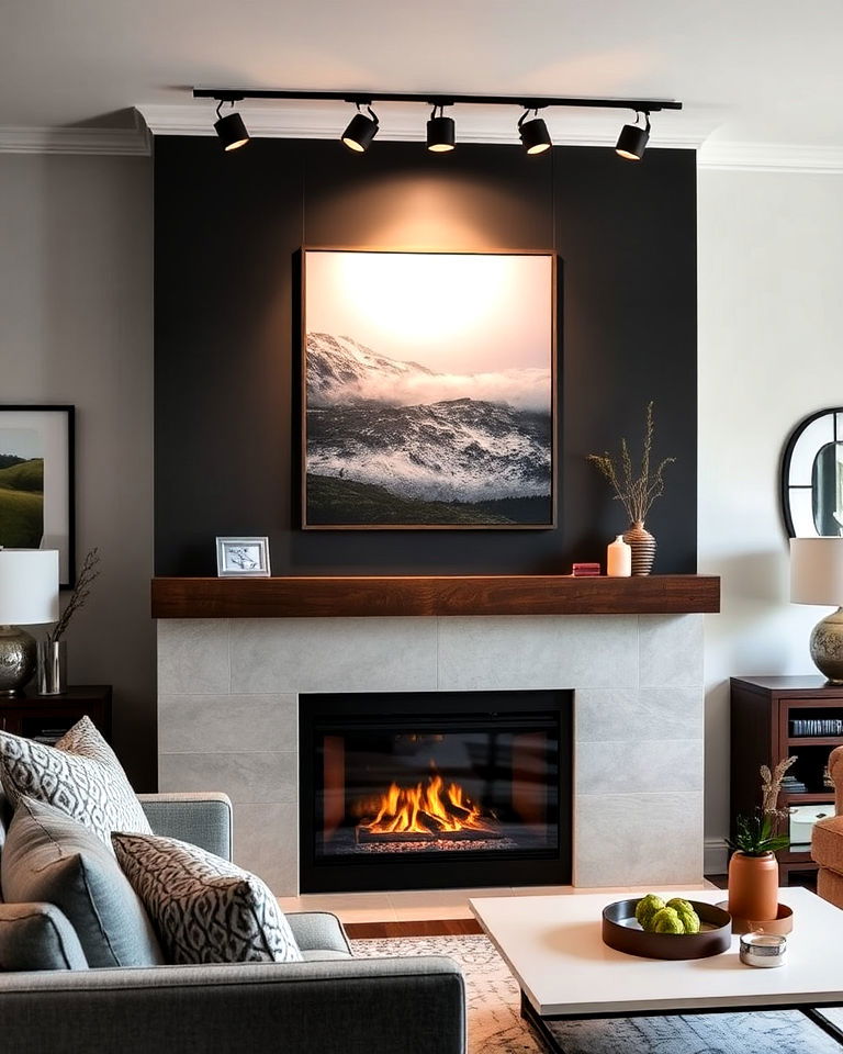 track lighting fireplace