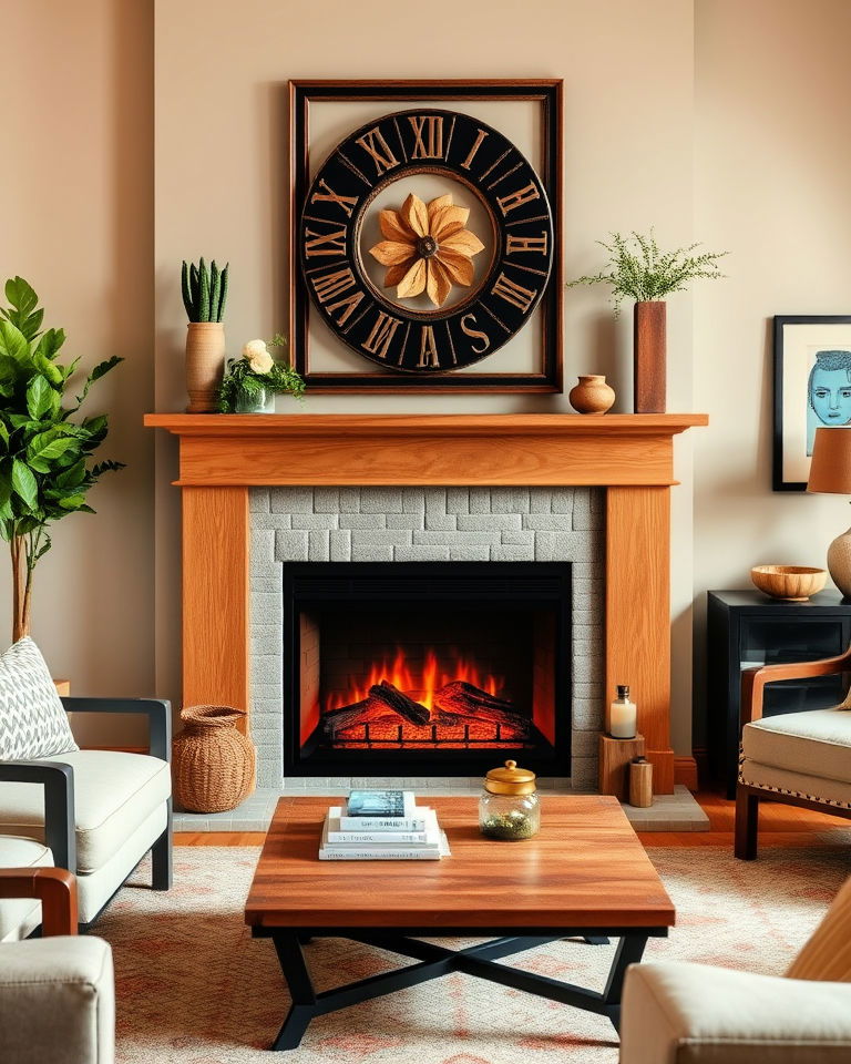 traditional oak electric fireplace