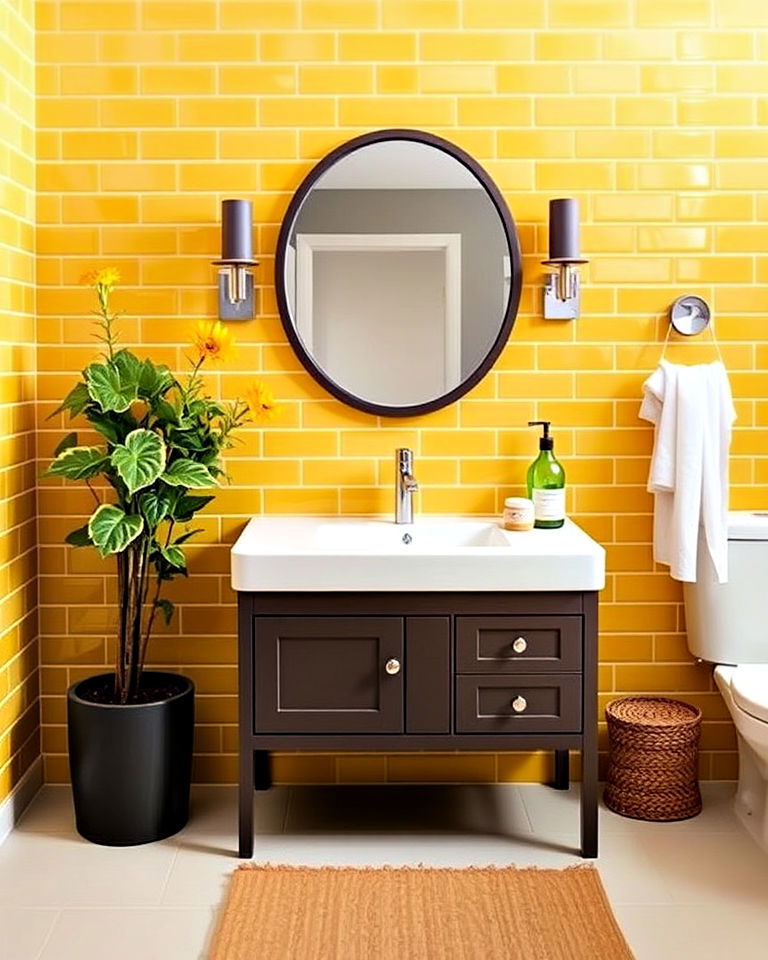 traditional sunflower yellow vanity tiles