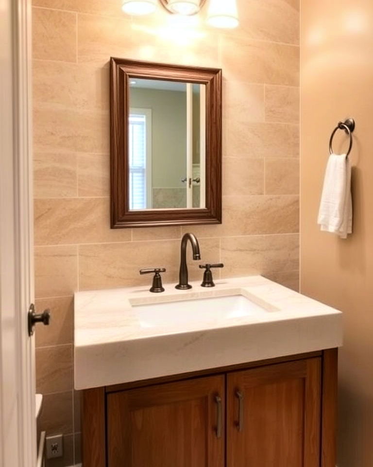 travertine tiles bathroom backsplash
