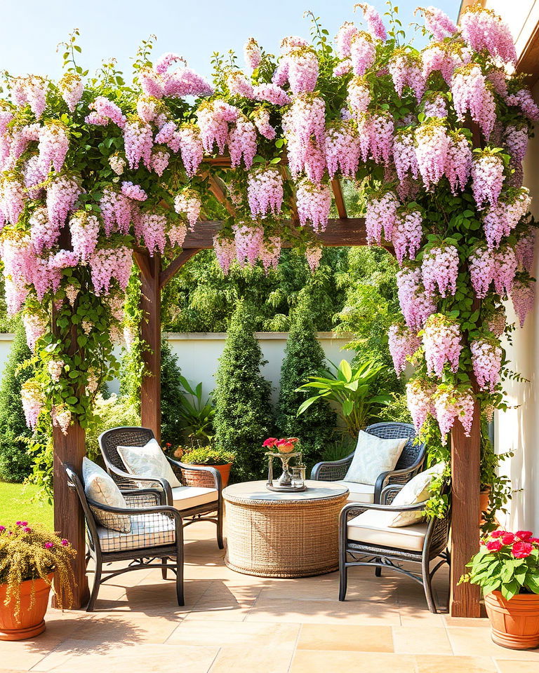 trellis covered with flowering vines